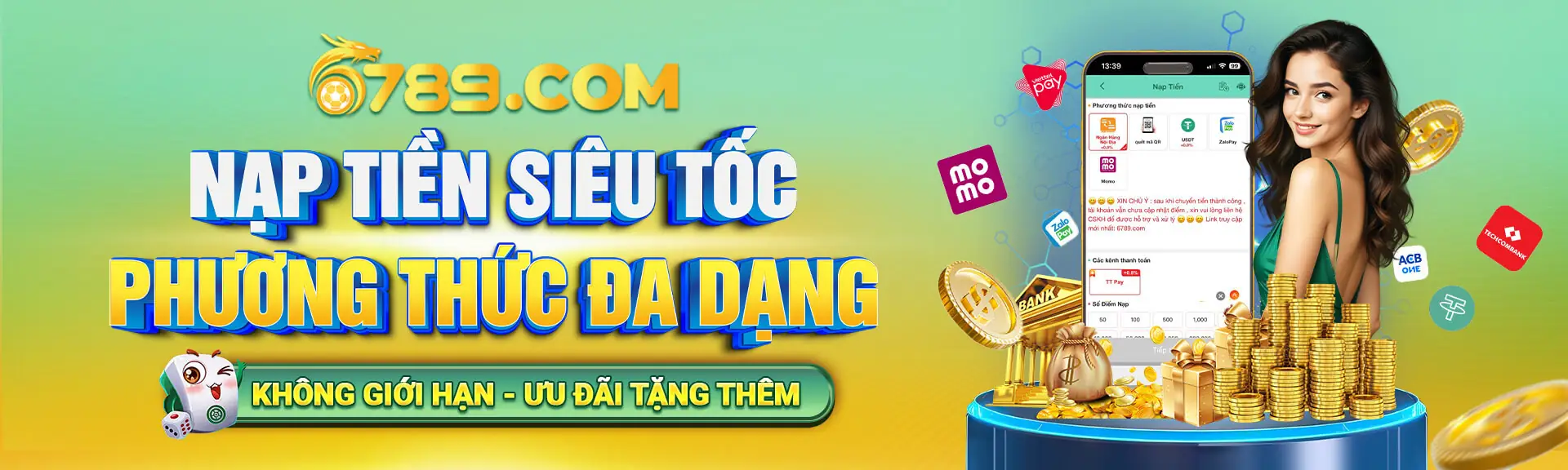 Banner nạp tiền siêu tốc, phương thức đa dạng tại 6789s6